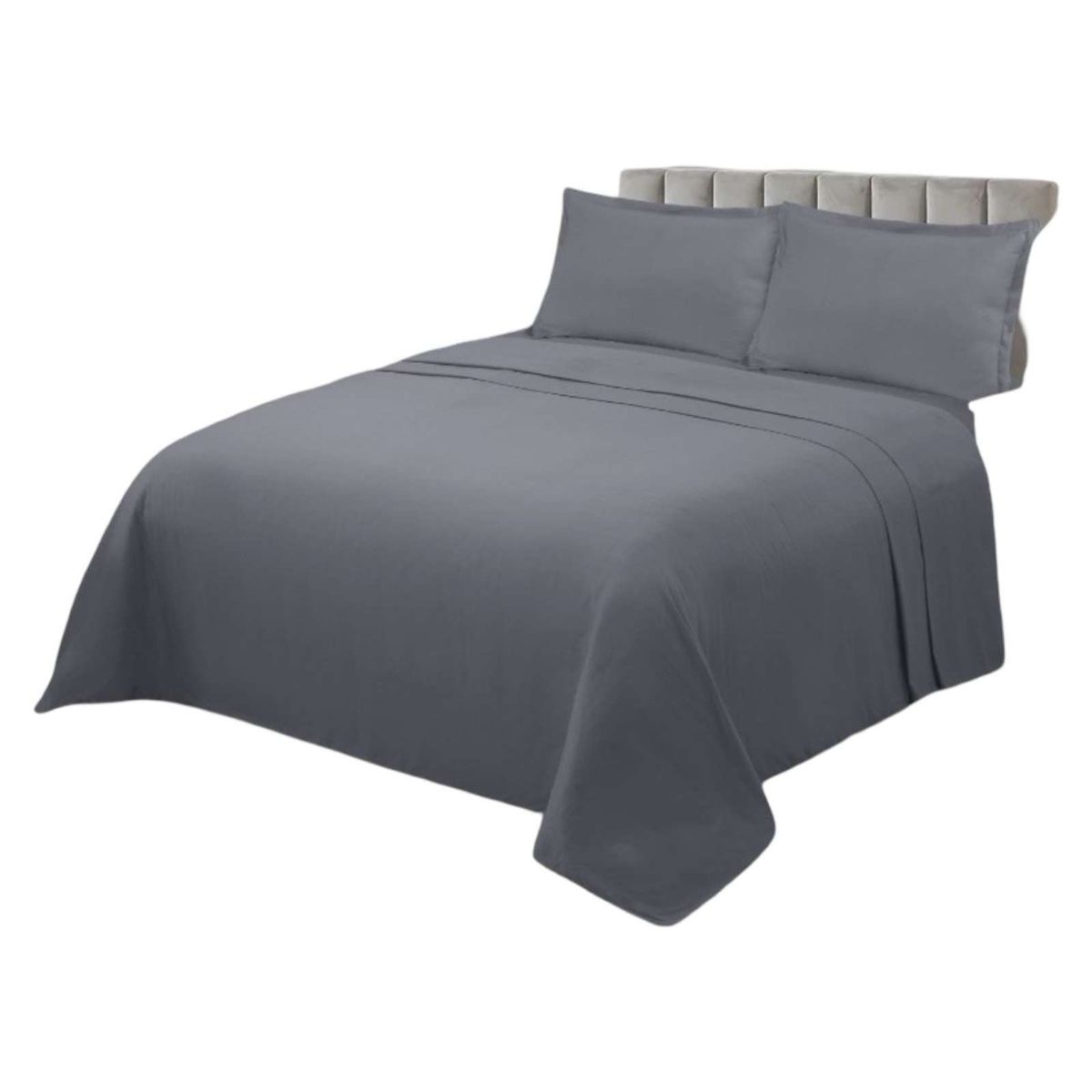 GENERICO - JUEGO DE SÁBANAS DE GENERO PLAZA Y MEDIA GRIS OSCURO