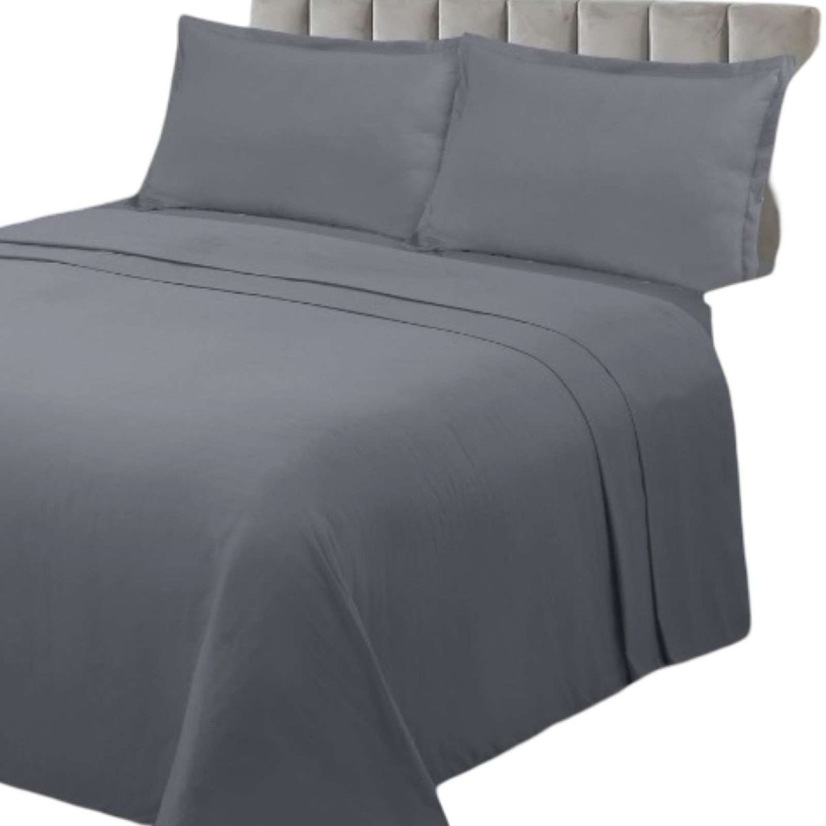 GENERICO - JUEGO DE SÁBANAS DE GENERO KING GRIS OSCURO