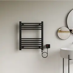 VERKEN - Secador de Toallas Eléctrico para Baño 200W Mural 60x50 cm Negro
