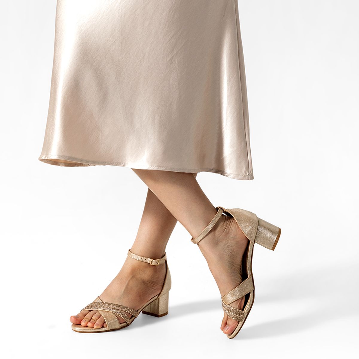 WEIDE - Sandalia Taco Grueso Fiesta Pedrería Mujer Weide YOU525