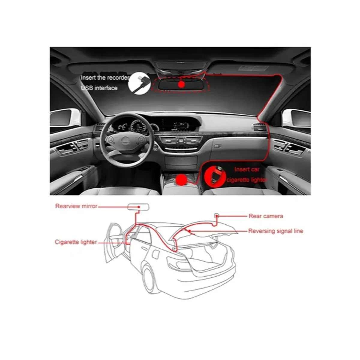 GENERICO - Cámara Espejo Retrovisor Dual Dvr Hd 1080p Frontal Y Trasera