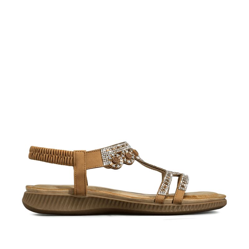 WEIDE - Sandalia Plana Comfort Pedrería Mujer  Weide Js77