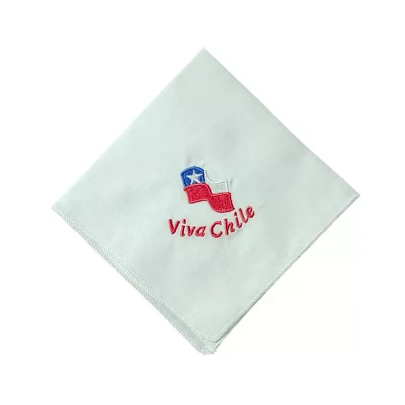 GENERICO - X10 Pañuelo Blanco Algodon Bordado Fiestas Patrias Cueca Chile
