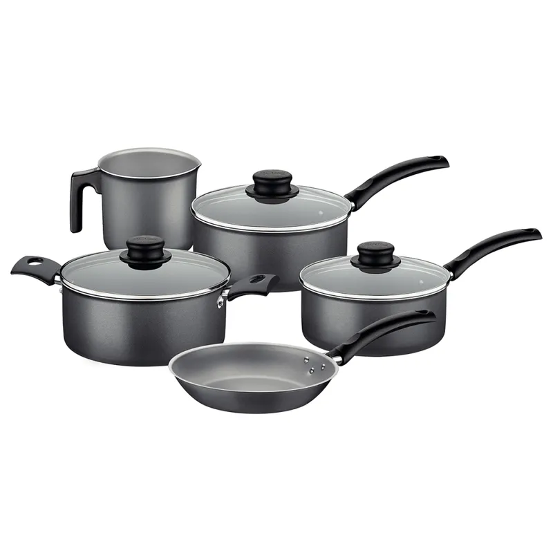 TRAMONTINA - Batería De Cocina Juego Ollas Tramontina Turim 5 Pzas Negro