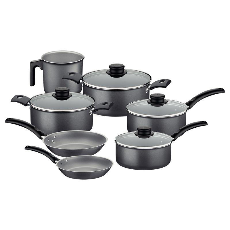 TRAMONTINA - Batería De Cocina Juego Ollas Tramontina Turim 7 Pzas Negro