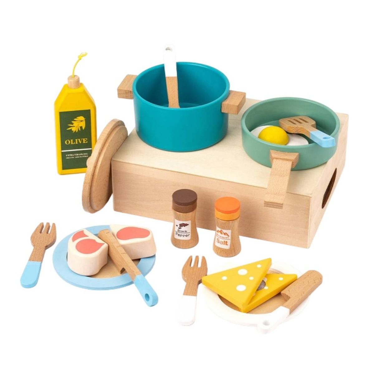 GENERICO - Kit Juego de Cocina de Madera para Niños