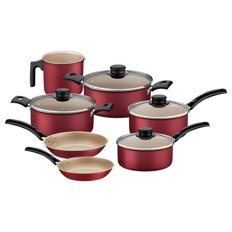 TRAMONTINA - Batería De Cocina Juego Ollas Tramontina Turim 7 Piezas Rojo