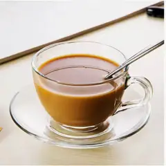 GENERICO - Taza con Plato de Vidrio Jumbo 420 Ml