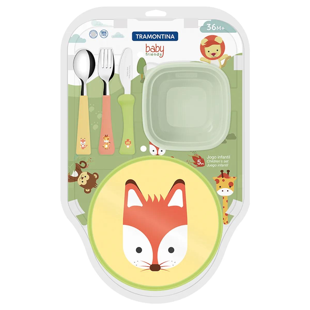 TRAMONTINA - Juego De Cubiertos Infantil Tramontina Baby Friends 5 Piezas
