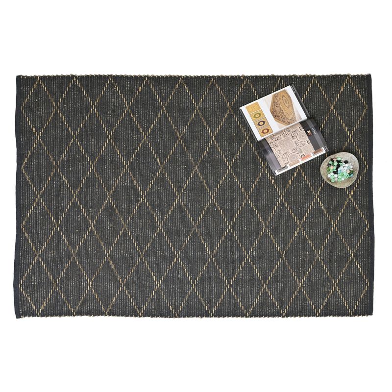 GENERICO - Alfombra Deco Yute Seagrass Diamond Black Moderno Natural150x210 cm