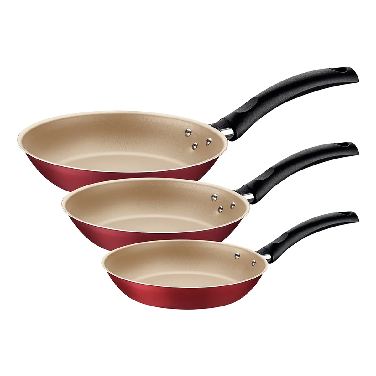 TRAMONTINA - Juego De Sartenes Tramontina Turim 3 Piezas Rojo