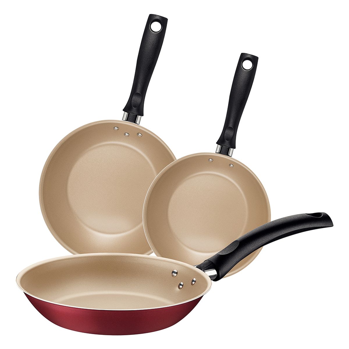 TRAMONTINA - Juego De Sartenes Tramontina Turim 3 Piezas Rojo