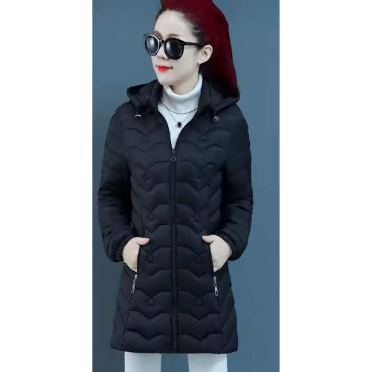 LIKE SHOP - Chaqueta Mujer Parka Impermeable Premium Larga Gorro 766