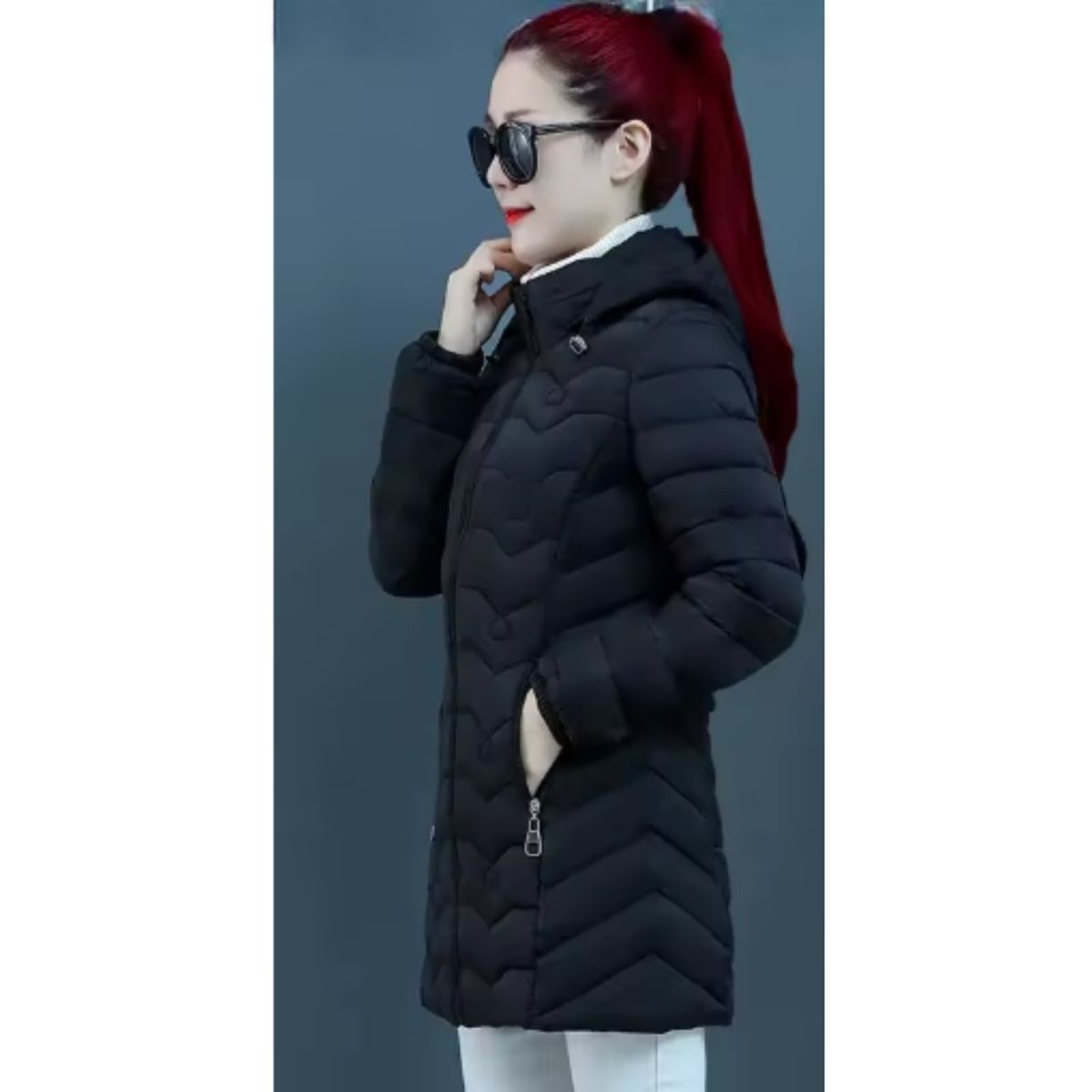 LIKE SHOP - Chaqueta Mujer Parka Impermeable Premium Larga Gorro 766