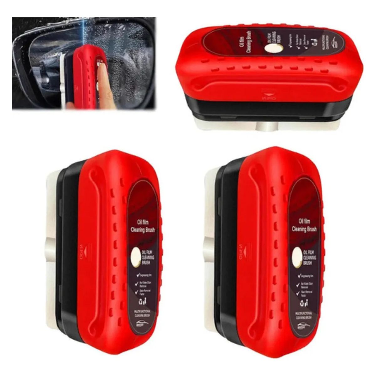 GENERICO - Pack 3 Cepillos Anti Empañante Hidrofobico Parabrisas Vidrio