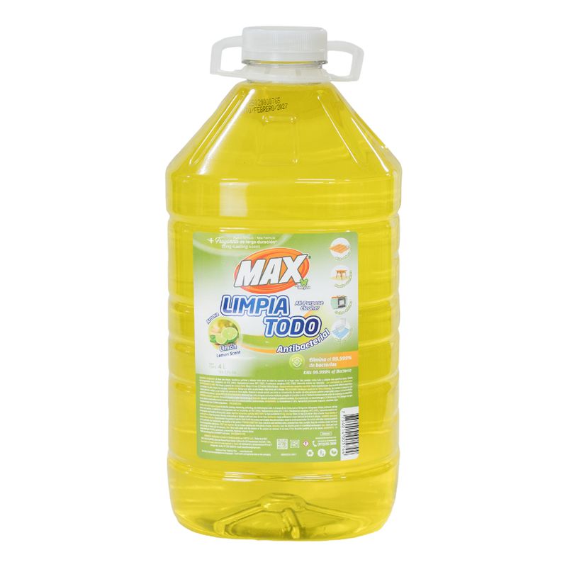 MAX - Limpia Todo Líquido Piso Antibacterial 4 Litros Aroma Limón