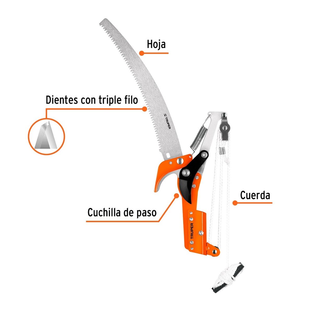 TRUPER - TIJERA PODAR ALTURA SIN MANGO CON SERRUCHO TR-82 TRUPER