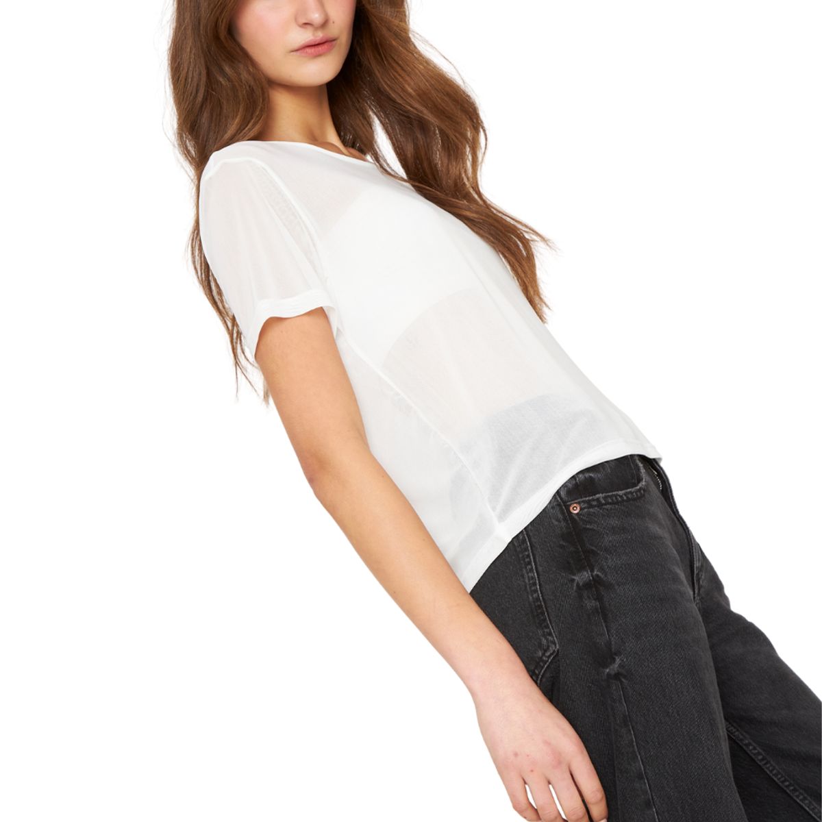 JACINTA TIENDA - Polera Net manga corta blanca Jacinta Tienda