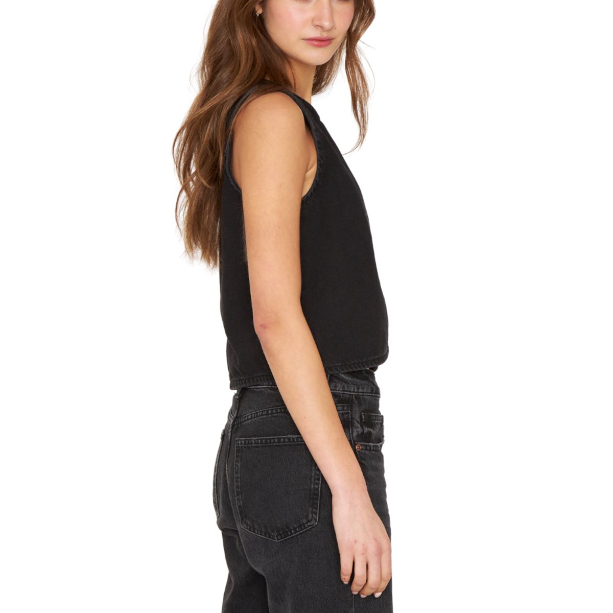 JACINTA TIENDA - Polera Denim sin mangas negra Jacinta Tienda