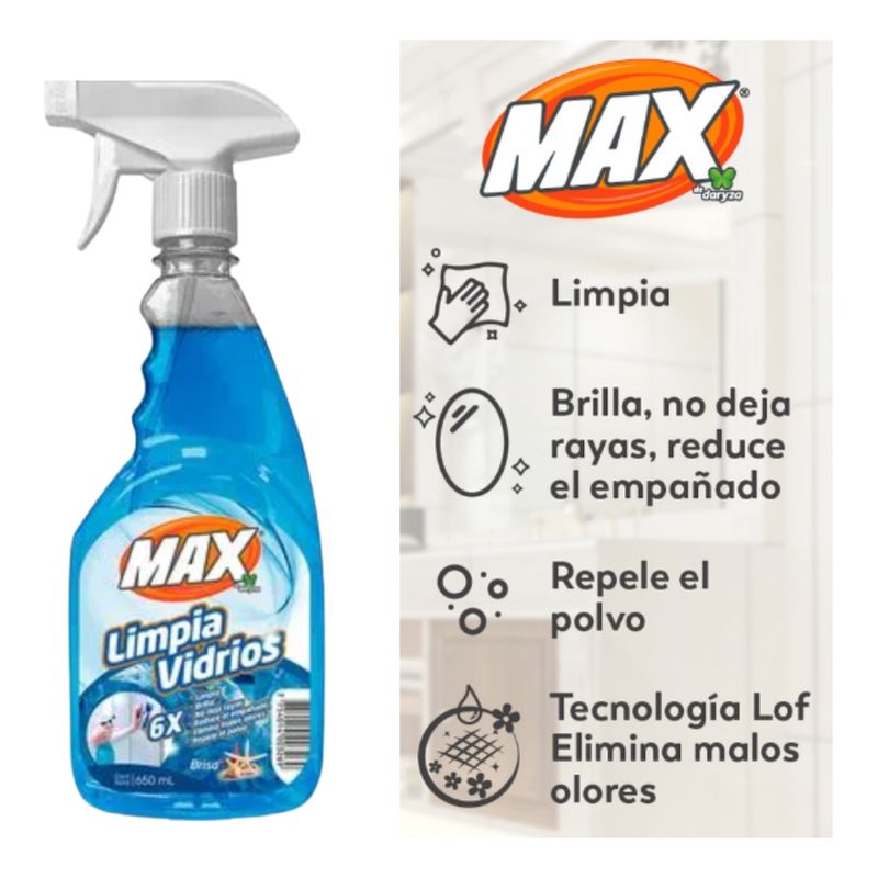MAX - Limpiavidrios Gatillo Multiuso 650 Ml Aroma Brisa