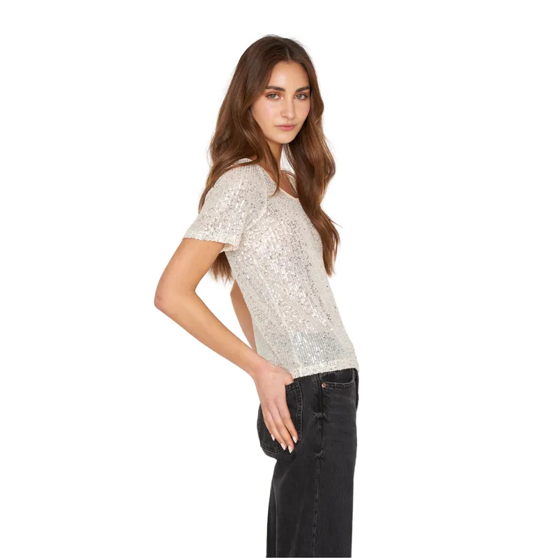 JACINTA TIENDA - Polera Glam manga corta crudo Jacinta Tienda