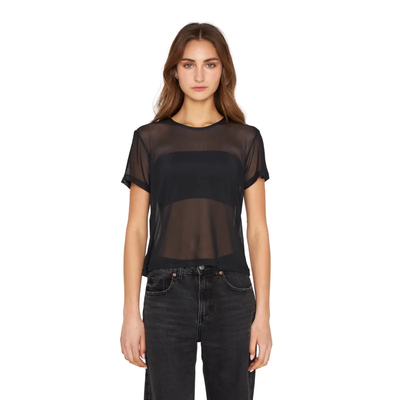 JACINTA TIENDA - Polera Net manga corta negra Jacinta Tienda