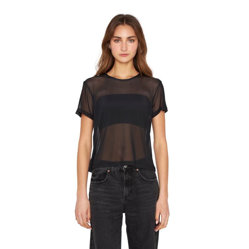 JACINTA TIENDA - Polera Net manga corta negra Jacinta Tienda