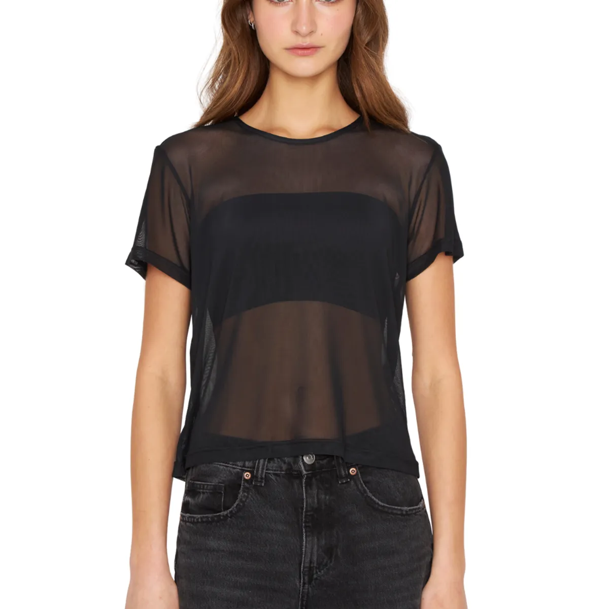 JACINTA TIENDA - Polera Net manga corta negra Jacinta Tienda