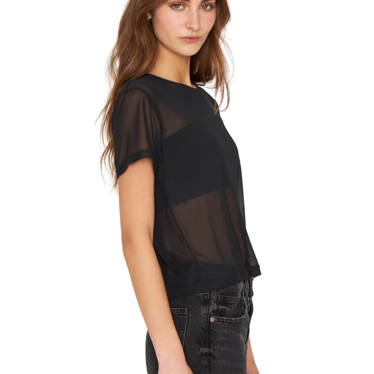 JACINTA TIENDA - Polera Net manga corta negra Jacinta Tienda