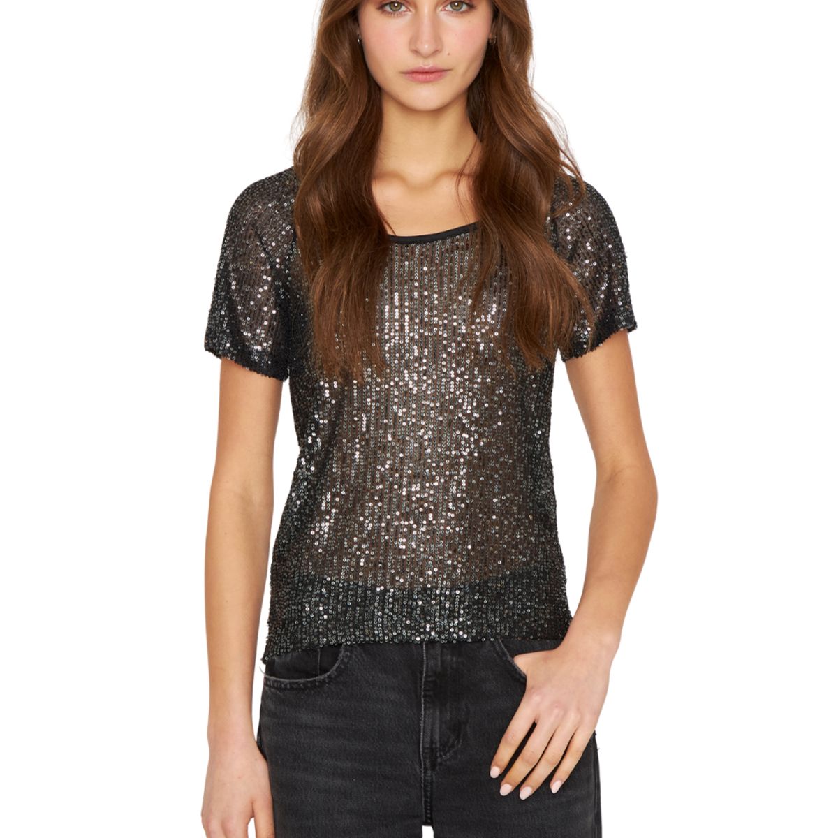 JACINTA TIENDA - Polera Glam manga corta negra Jacinta Tienda