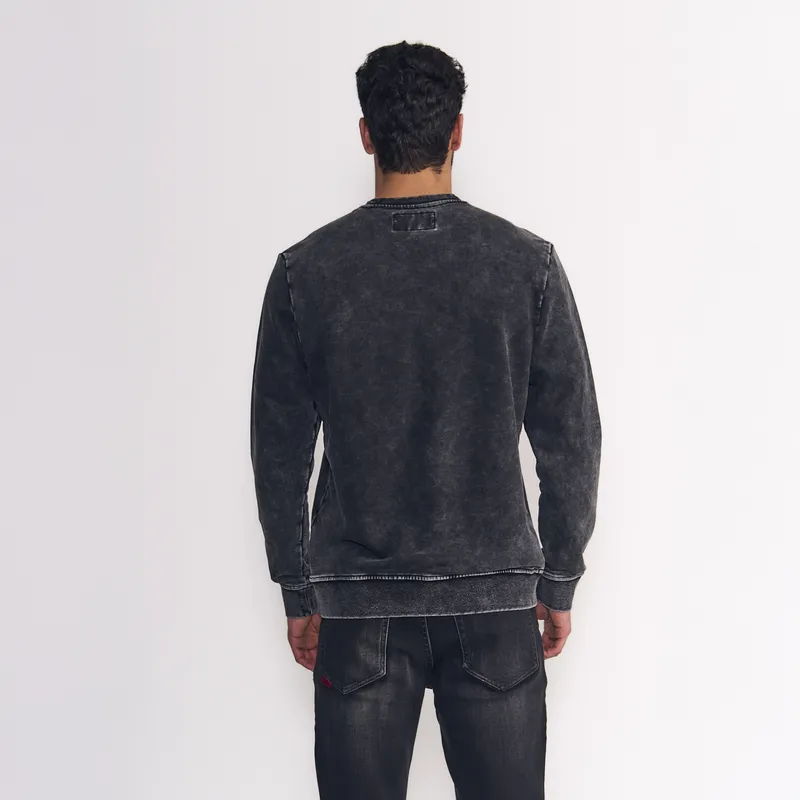 ELLUS - Ellus Polerón Hombre Cuello Redondo Terry Pigment Dye Black