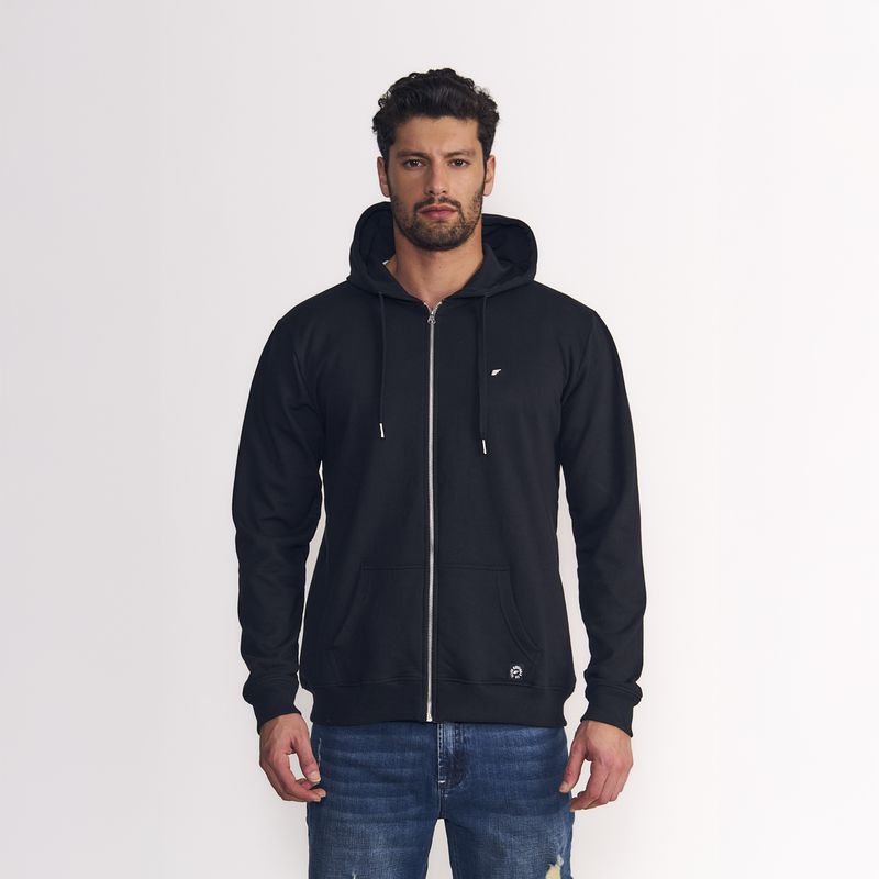 ELLUS - Ellus Polerón Hoodie Full Zipper Light Fleece Black