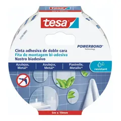 TESA - Cinta Doble Contacto Azulejo Metal Impermeable 5mtx19mm