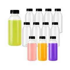 PASTELERIUS - X12 Botellas Plasticas Transparentes Botella Con Tapa 500ml Botellas Para Jugos Botella Pet Con Tapa