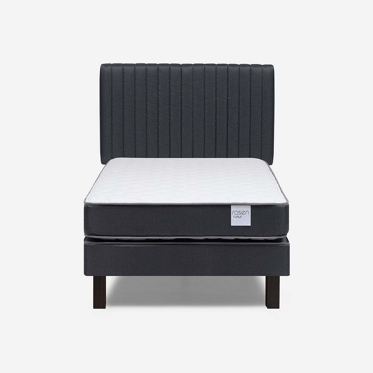 ROSEN - Cama Europea Wave 1 Plaza 90x190 cm + Respaldo Lucio Grafito