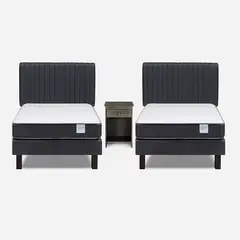 ROSEN - Set Cama Europea Wave 1 Plaza+Respaldo Lucio+1 Velador Tabor