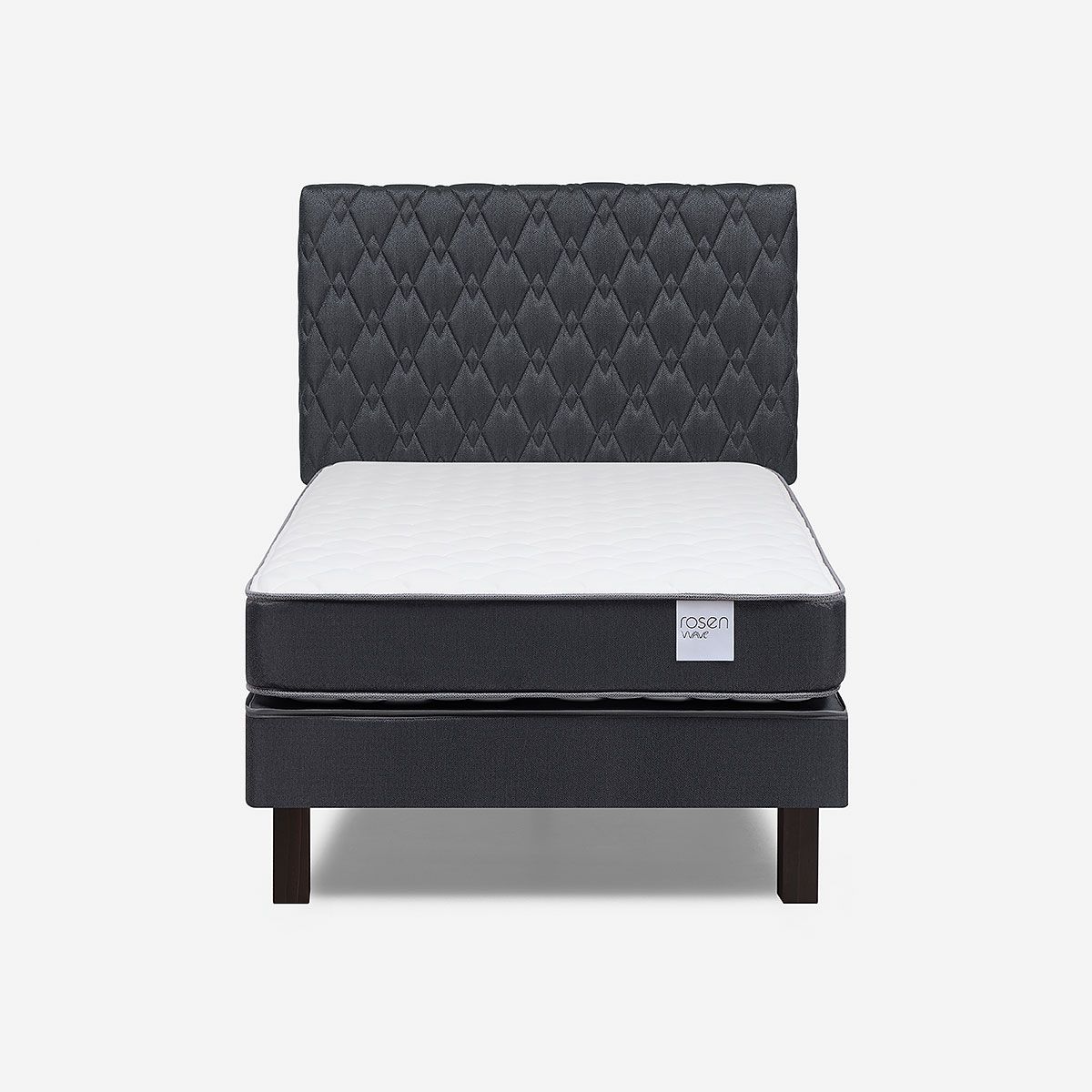 ROSEN - Cama Europea Wave 1 Plaza 90x190 cm + Respaldo Ivar Grafito