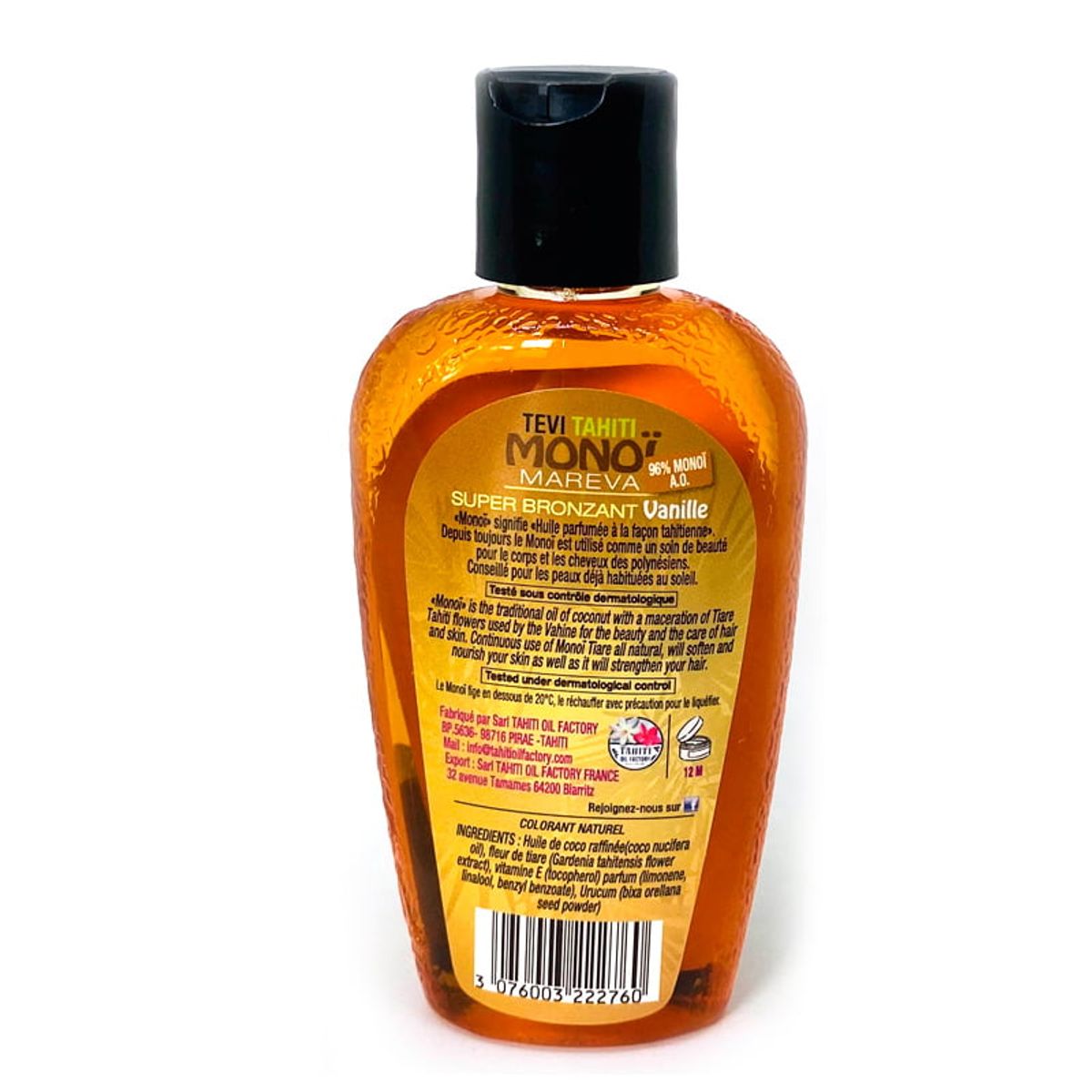 TEVI MONOI TAHITI - MONOÏ BRONCEADOR VAINILLA TEVI TAHITI 120ML