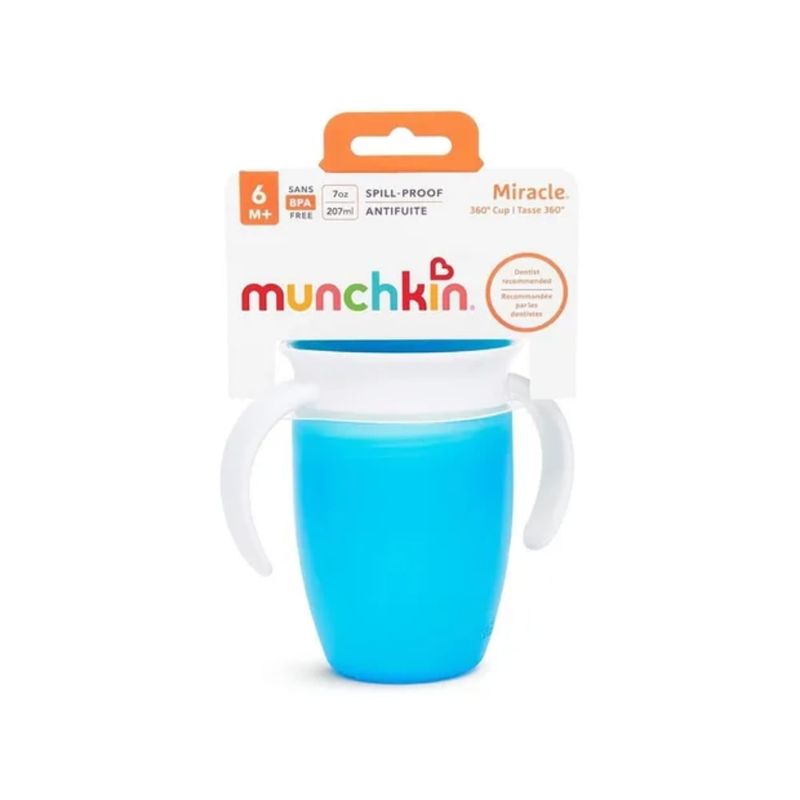 MUNCHKIN - Vaso Antiderrame Miracle 360° Con Asas 207ml - Azul
