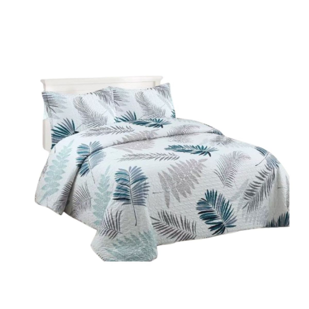 GENERICO - Cubrecama Quilt Verano King - Crema Hojas XF85