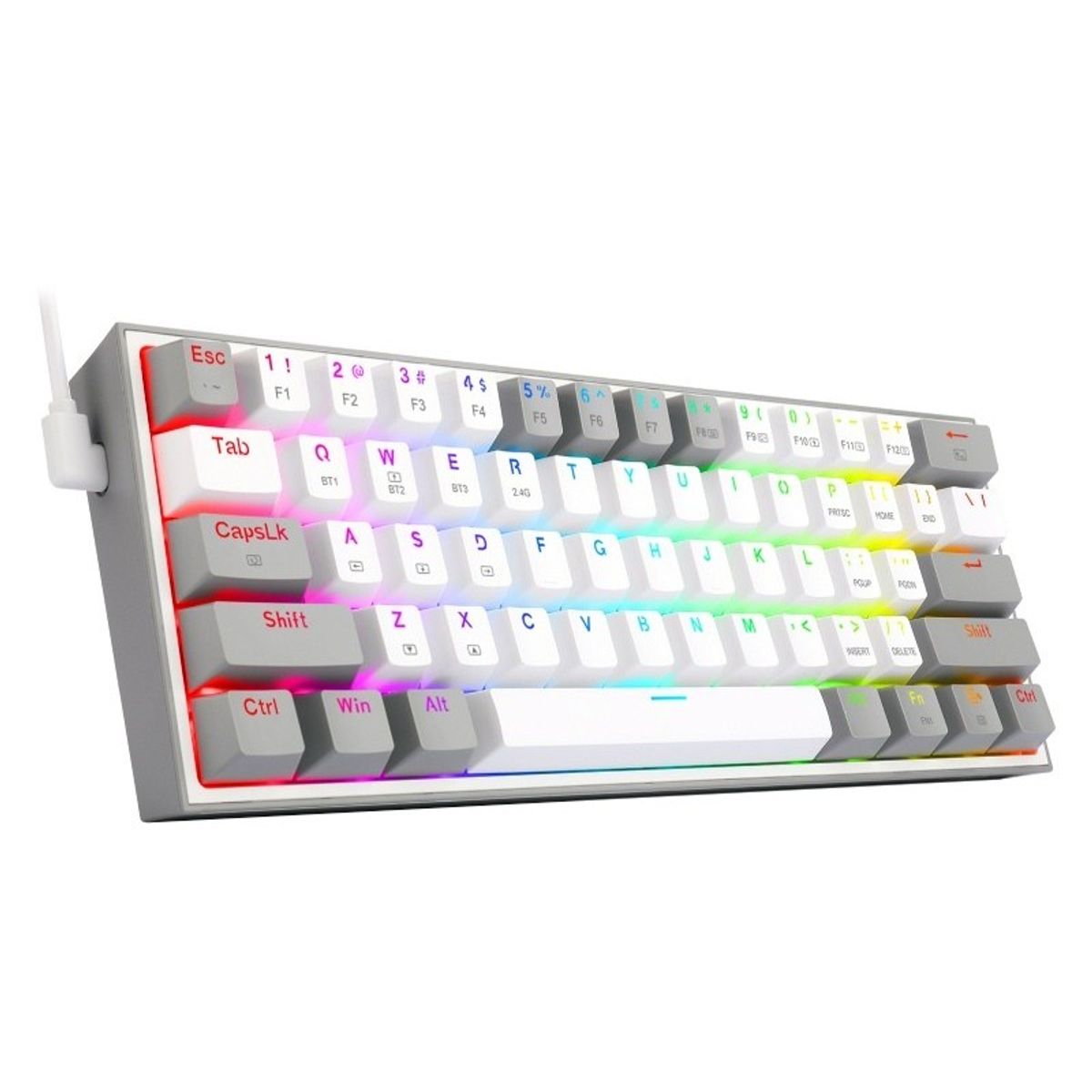 REDRAGON - Teclado Gamer Redragon Fizz Pro K616 RGB WG SP - Blanco Gris