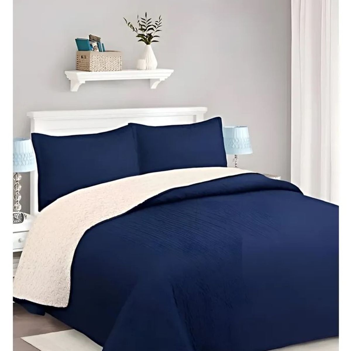 COMPRAPO - Cubrecama Quilt Juvenil Sherpa 1.5 Plazas Chiporro Mod. Azul + Funda