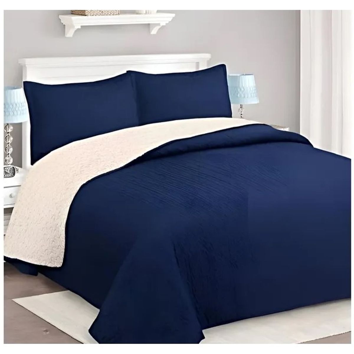 COMPRAPO - Cubrecama Quilt Juvenil Sherpa 1.5 Plazas Chiporro Mod. Azul + Funda