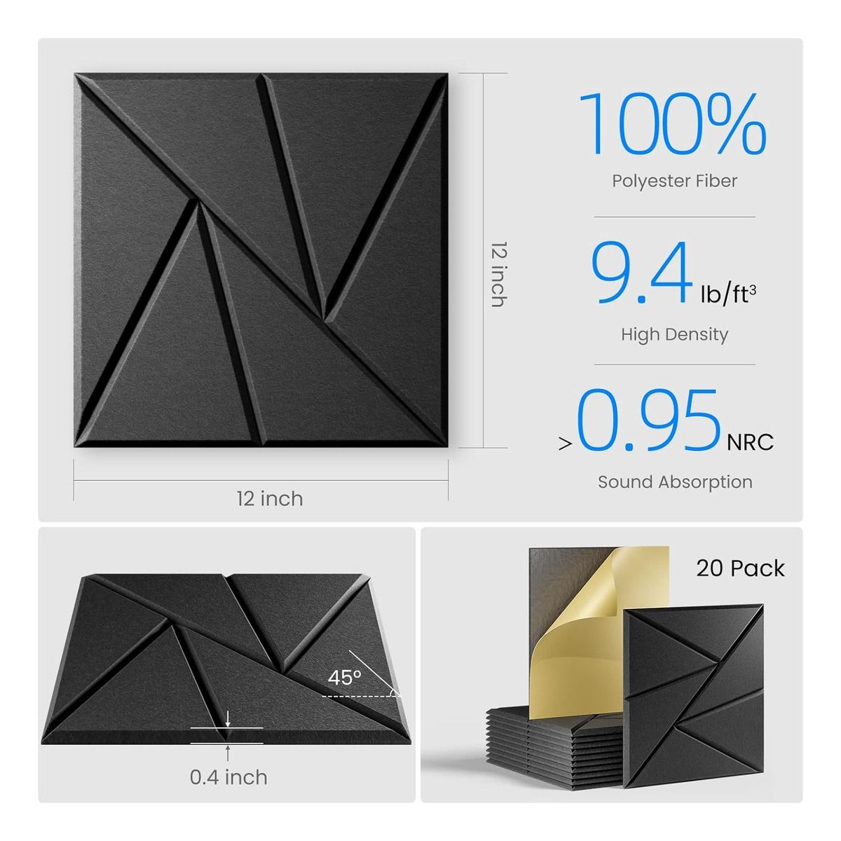 RAGNAR - Paneles Acústico Para Estudios Diseño Set X24  30x30cm