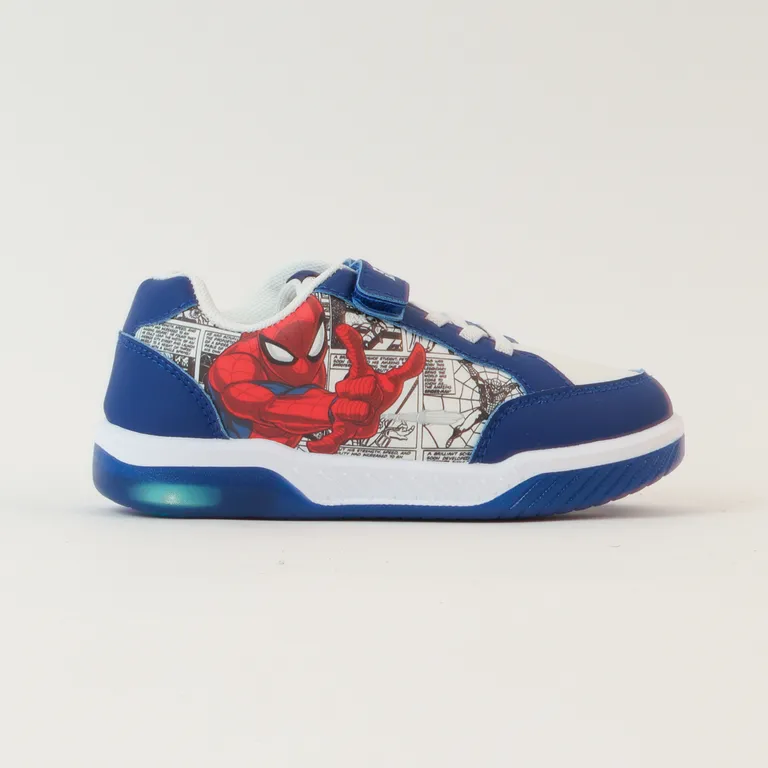 Zapatillas Con Luces Niño Spiderman Comics Azul