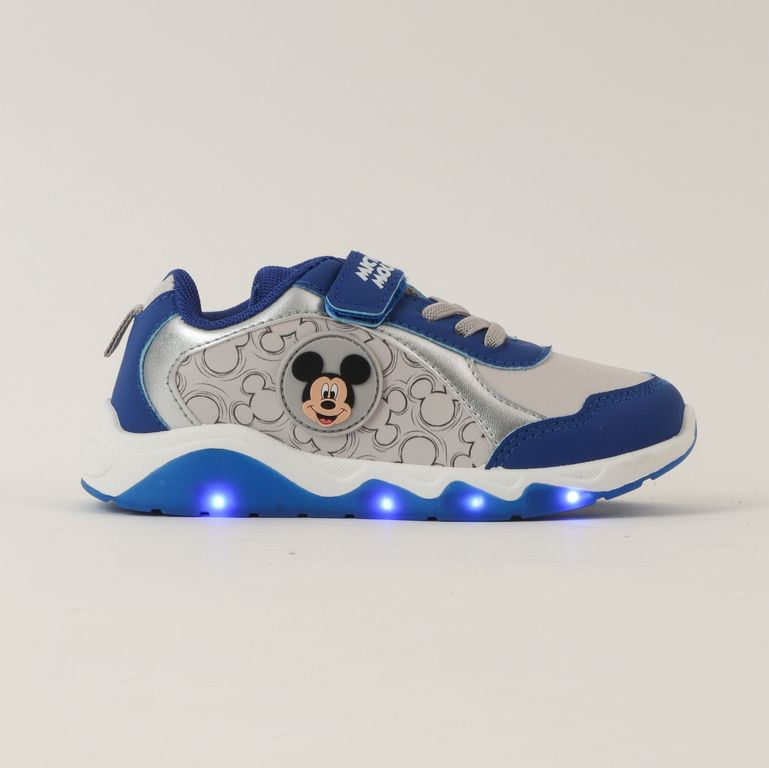 Zapatillas Con Luces Niño Mickey Full Lineal Azul