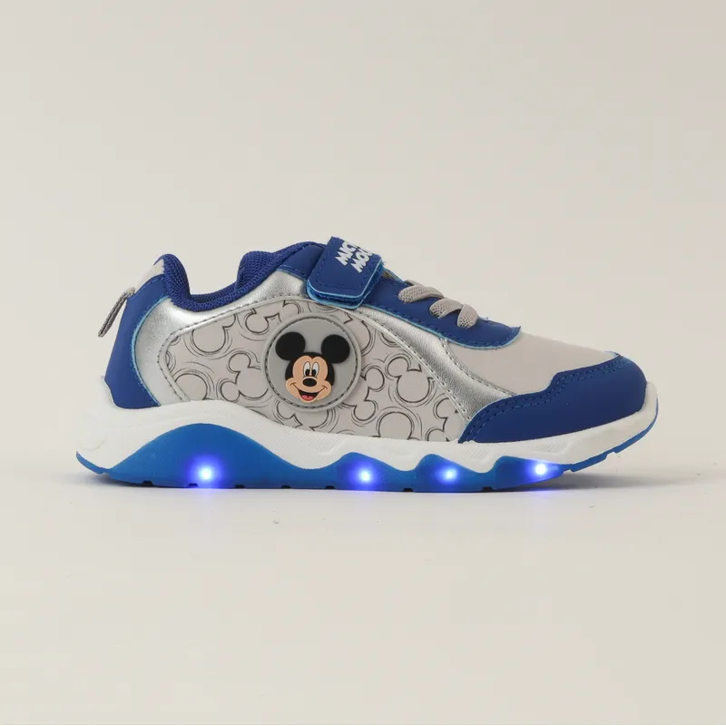 DISNEY - Zapatilla Con Luces Niño Mickey Full Lineal Azul Disney