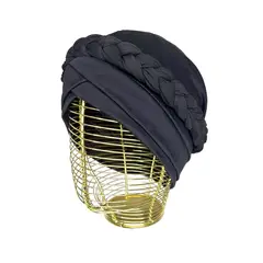 SANTIAGO PELUCAS - Turbante con trenza negro