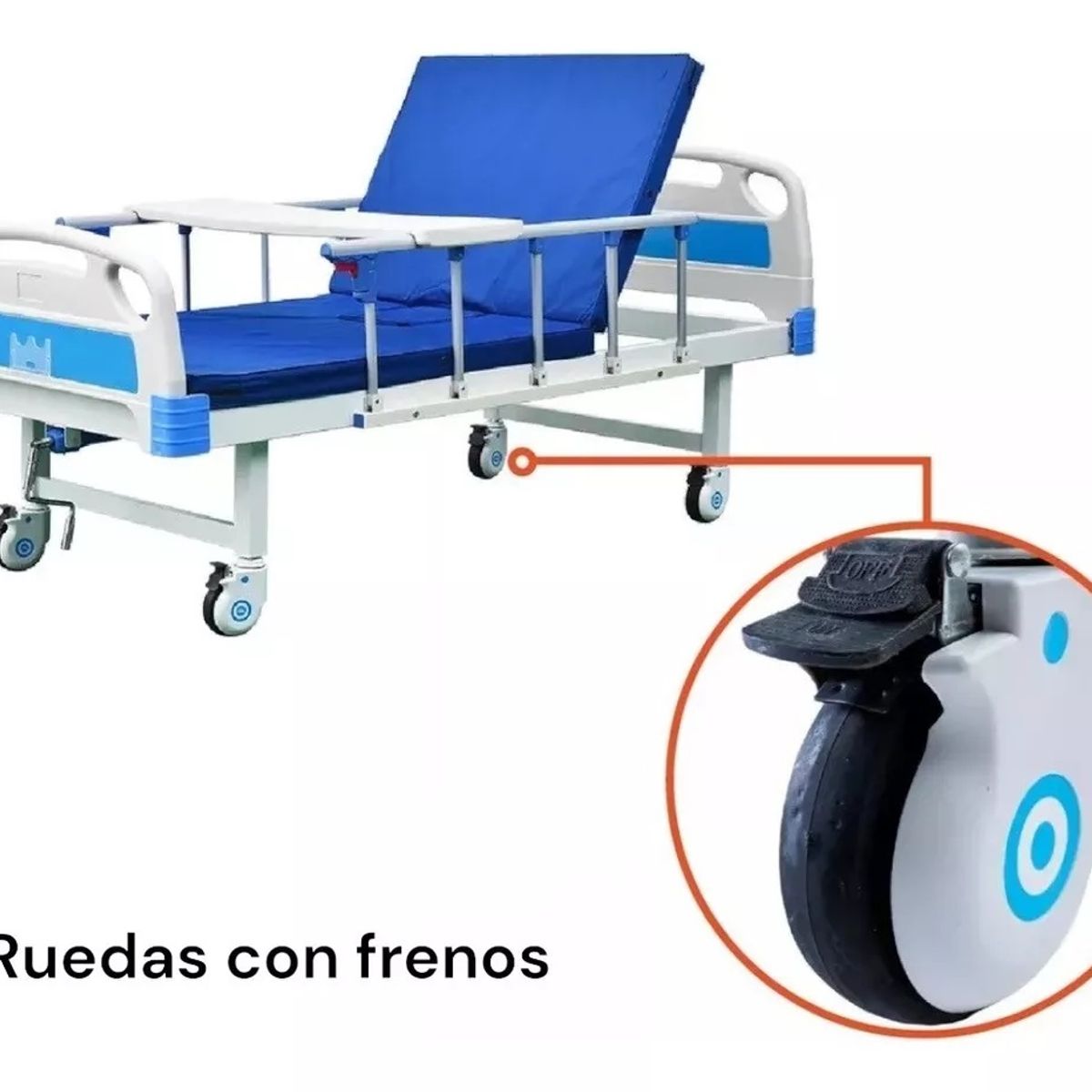 GENERICO - Catre Clinico Manual Cama Clinica Porta Suero Colchon