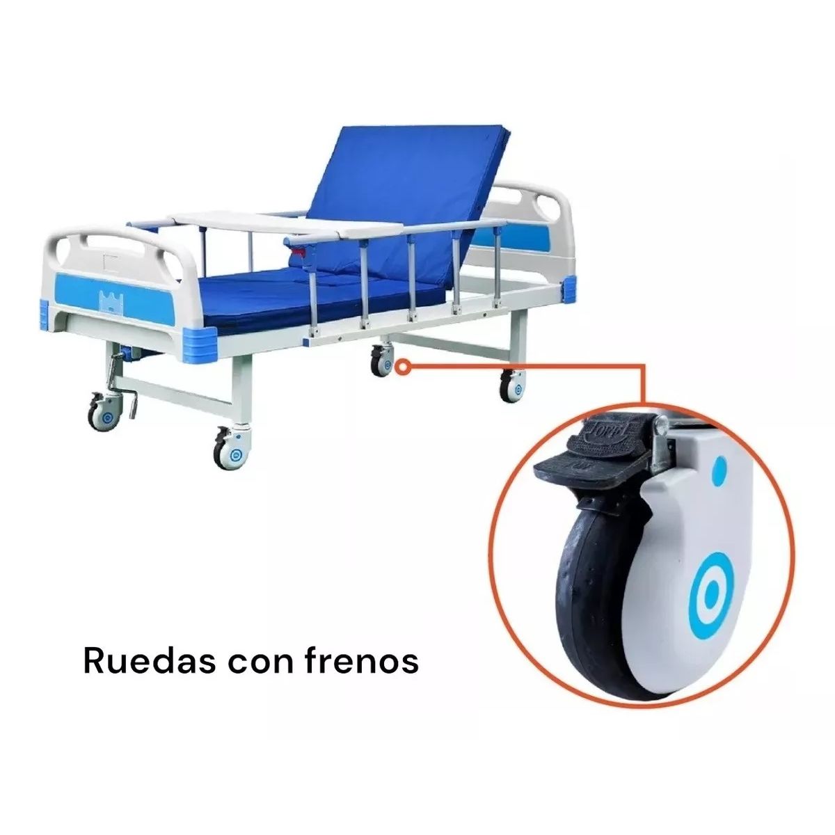 GENERICO - Catre Clinico Manual Cama Clinica Porta Suero Colchon